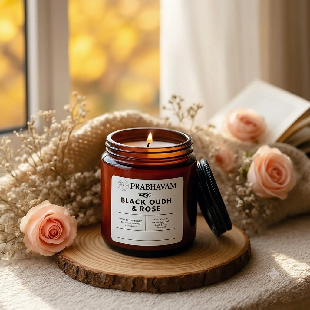 Amber Jar Soy Wax Candles (200g each) | Black oudh and rose | Clean Long Burn with Natural Cotton Wicks