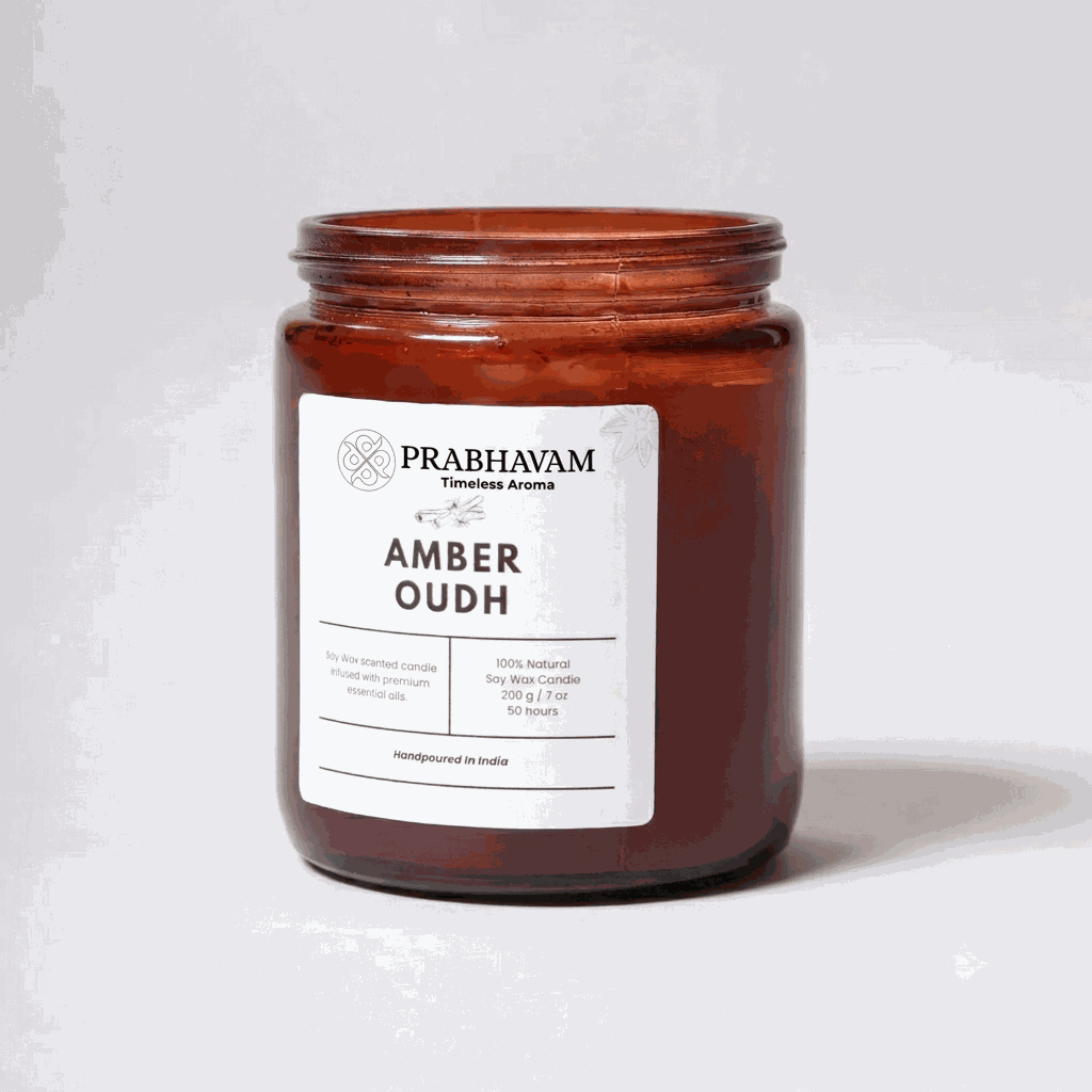 Amber Jar Soy Wax Candles (200g each) | Amber Oudh | Clean Long Burn with Natural Cotton Wicks thumbnail
