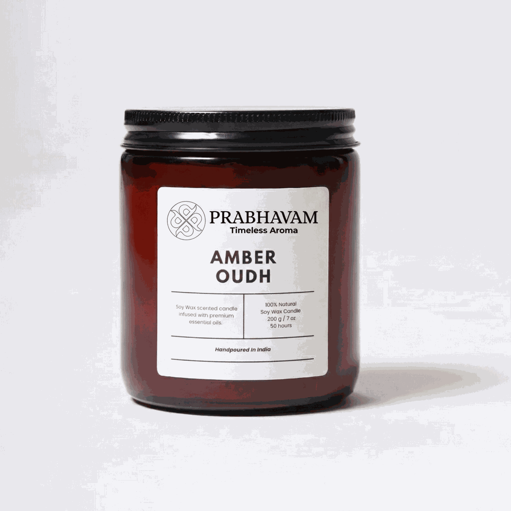 Amber Jar Soy Wax Candles (200g each) | Amber Oudh | Clean Long Burn with Natural Cotton Wicks thumbnail