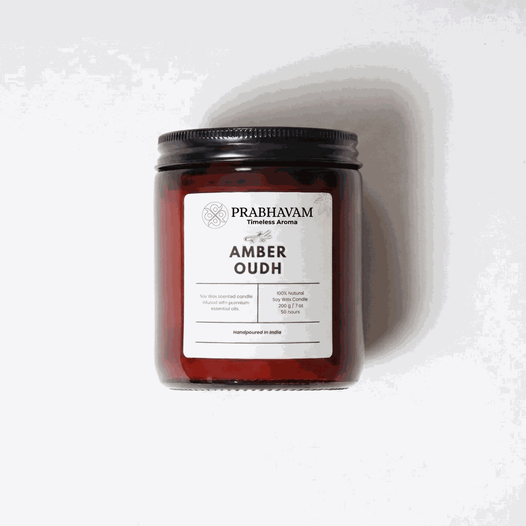 Amber Jar Soy Wax Candles (200g each) | Amber Oudh | Clean Long Burn with Natural Cotton Wicks thumbnail