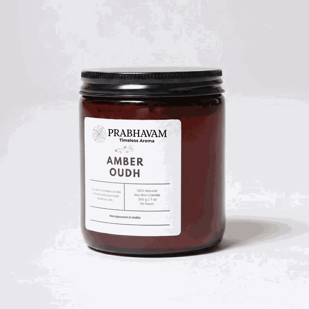 Amber Jar Soy Wax Candles (200g each) | Amber Oudh | Clean Long Burn with Natural Cotton Wicks thumbnail