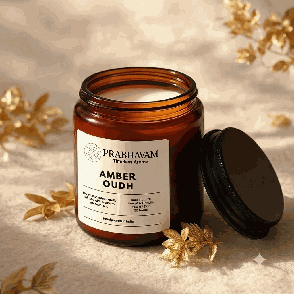 Amber Jar Soy Wax Candles (200g each) | Amber Oudh | Clean Long Burn with Natural Cotton Wicks