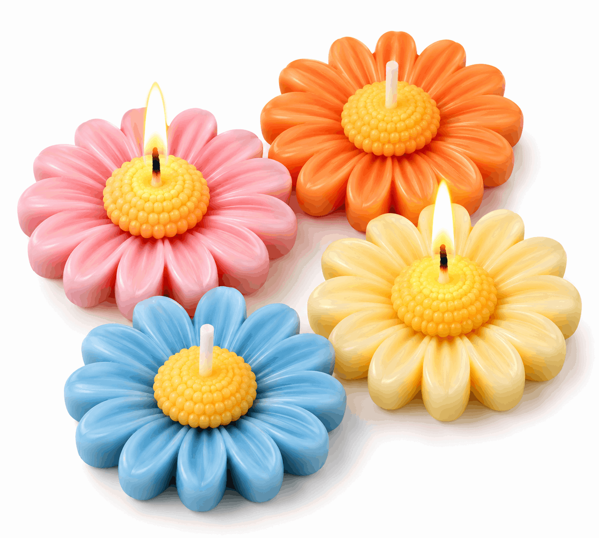 Daisy Floating Scented Candles | Set of 6 Colorful Flower Shaped Candles | Decorative Floral Tealight Candles for Home Décor, Diwali, Birthday Parties thumbnail