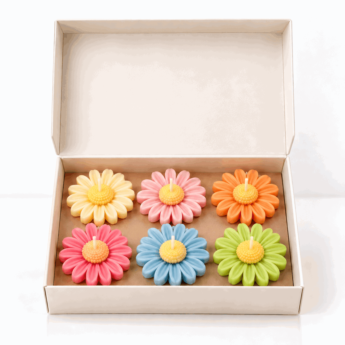 Daisy Floating Scented Candles | Set of 6 Colorful Flower Shaped Candles | Decorative Floral Tealight Candles for Home Décor, Diwali, Birthday Parties thumbnail
