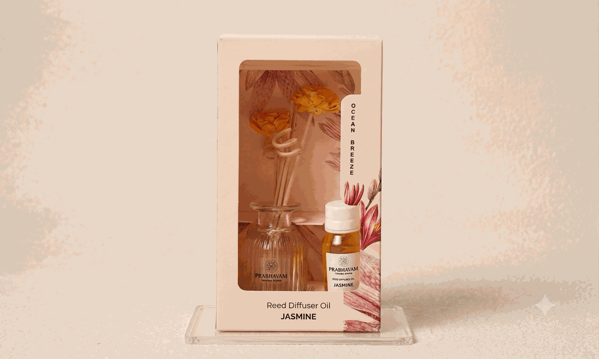 Reed Diffuser (Pack - 60 ML) | Jasmine Fragrance | Eco-Friendly with Natural Rattan Sticks thumbnail