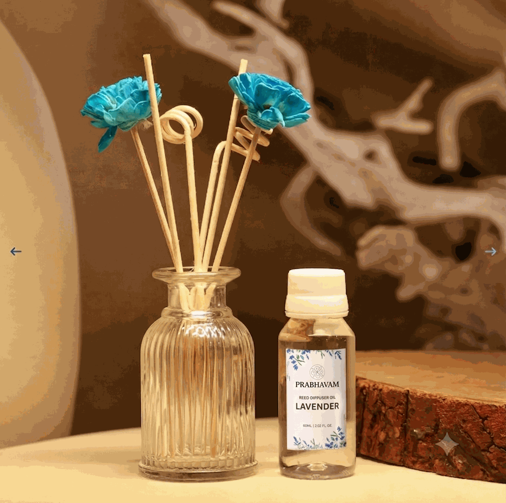 Reed Diffuser (Pack - 60 ML) | Lavender Fragrance | Eco-Friendly with Natural Rattan Sticks