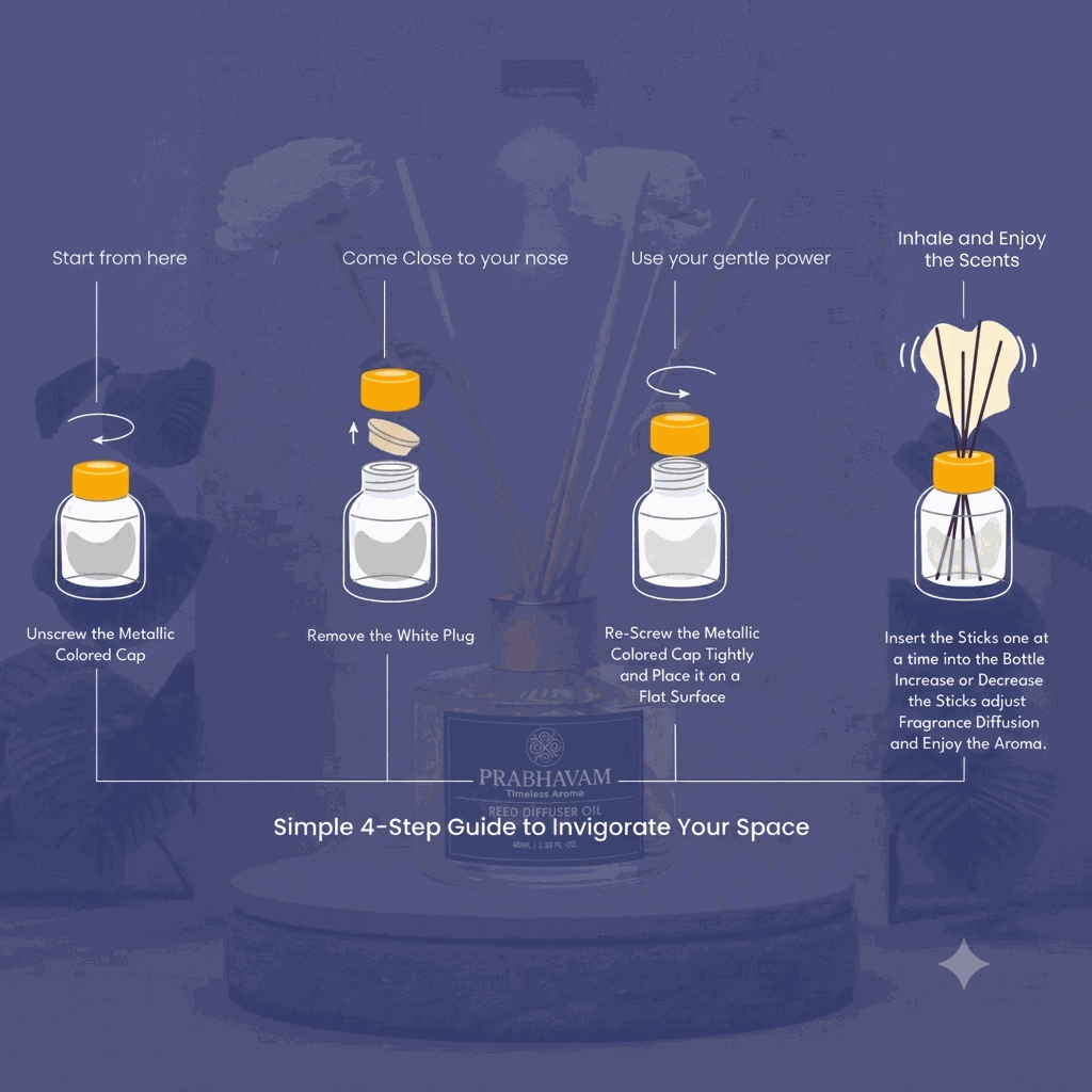 Reed Diffuser (Pack - 60 ML) | Lavender Fragrance | Eco-Friendly with Natural Rattan Sticks thumbnail