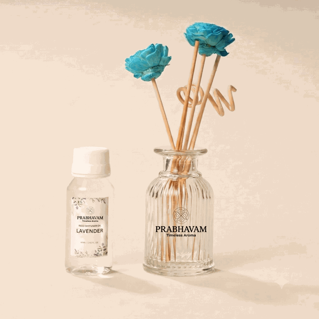 Reed Diffuser (Pack - 60 ML) | Lavender Fragrance | Eco-Friendly with Natural Rattan Sticks thumbnail