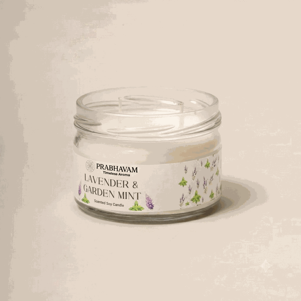 2-Wick Luxury Glass Jar Candle | Lavender & Garden Mint | Double the Glow, Double the Ambience thumbnail