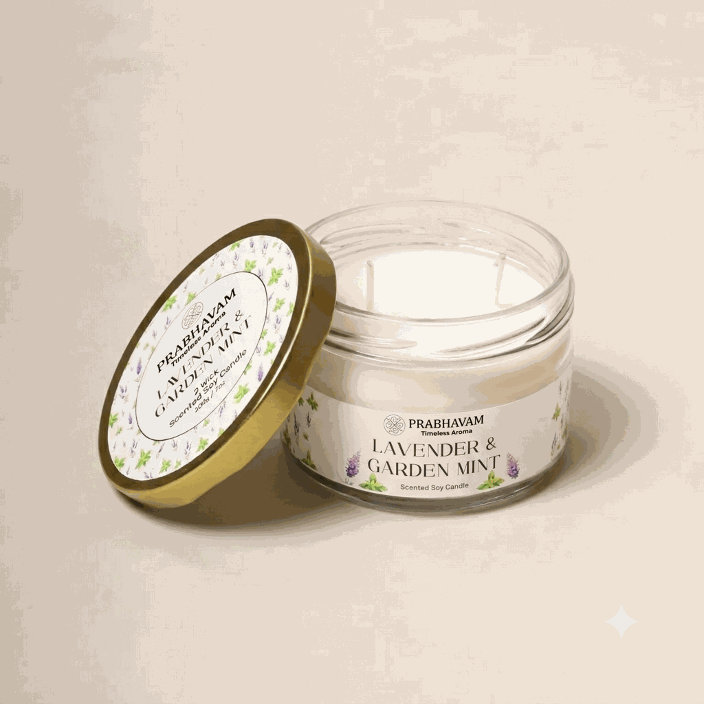 2-Wick Luxury Glass Jar Candle | Lavender & Garden Mint | Double the Glow, Double the Ambience thumbnail