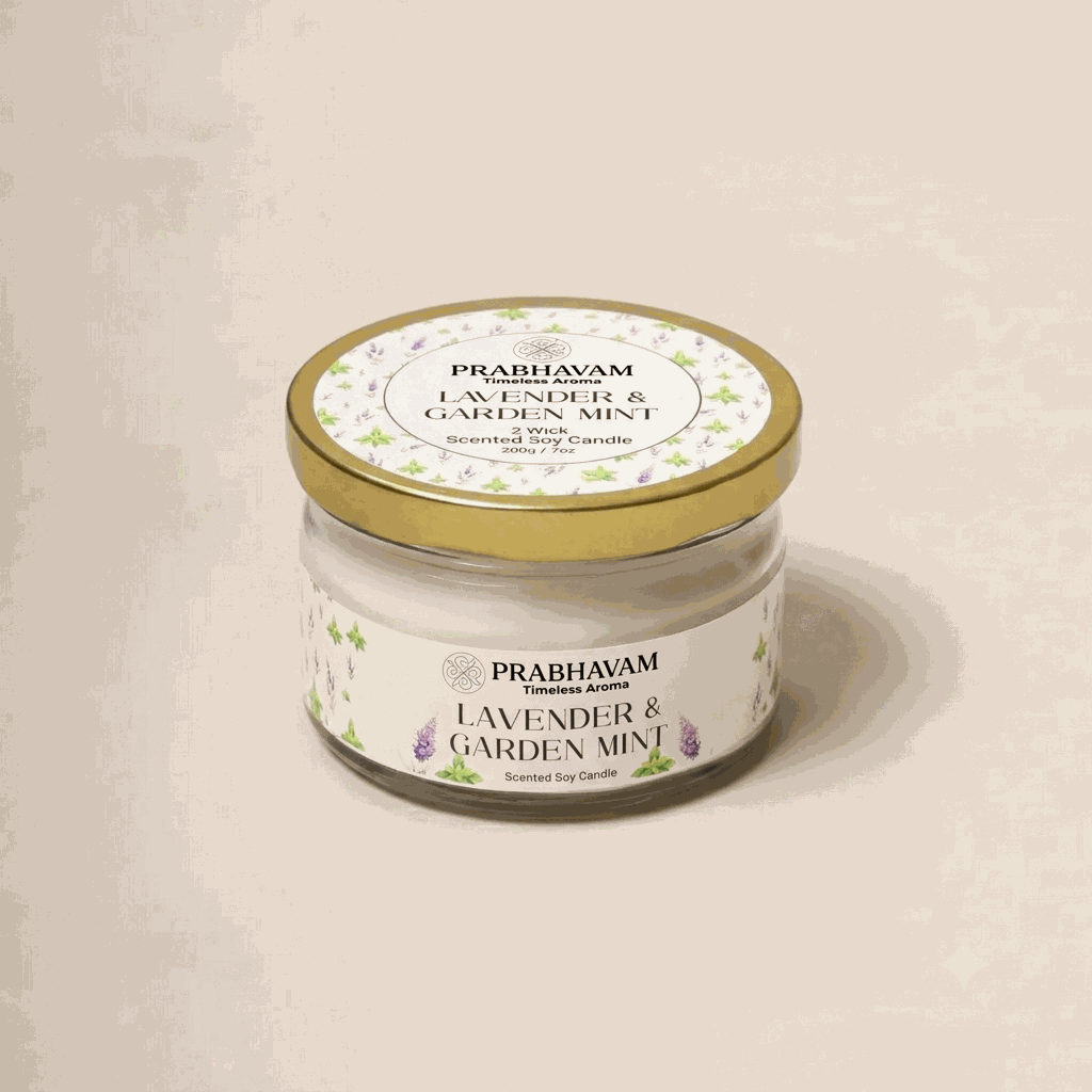 2-Wick Luxury Glass Jar Candle | Lavender & Garden Mint | Double the Glow, Double the Ambience thumbnail