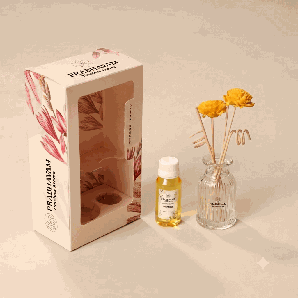 Reed Diffuser (Pack - 60 ML) | Jasmine Fragrance | Eco-Friendly with Natural Rattan Sticks thumbnail