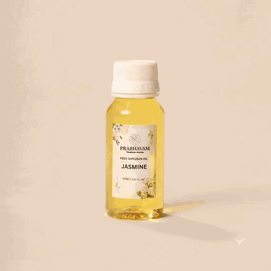Reed Diffuser (Pack - 60 ML) | Jasmine Fragrance | Eco-Friendly with Natural Rattan Sticks