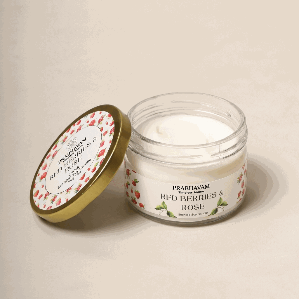  2-Wick Luxury Glass Jar Candle | Red Berries & Rose Fragrance thumbnail