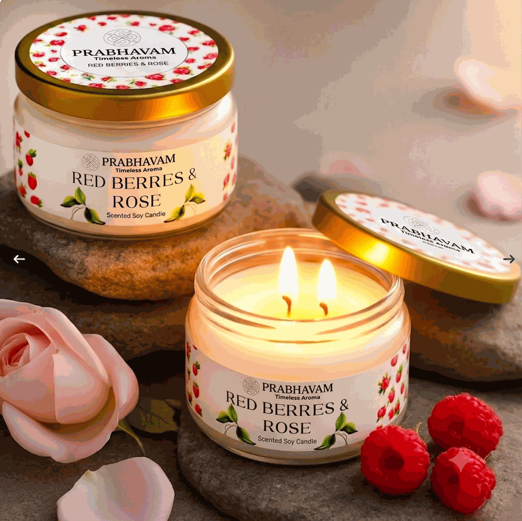  2-Wick Luxury Glass Jar Candle | Red Berries & Rose Fragrance