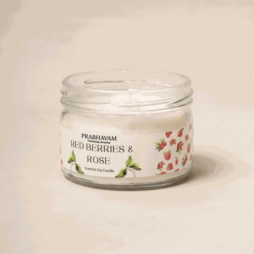  2-Wick Luxury Glass Jar Candle | Red Berries & Rose Fragrance thumbnail