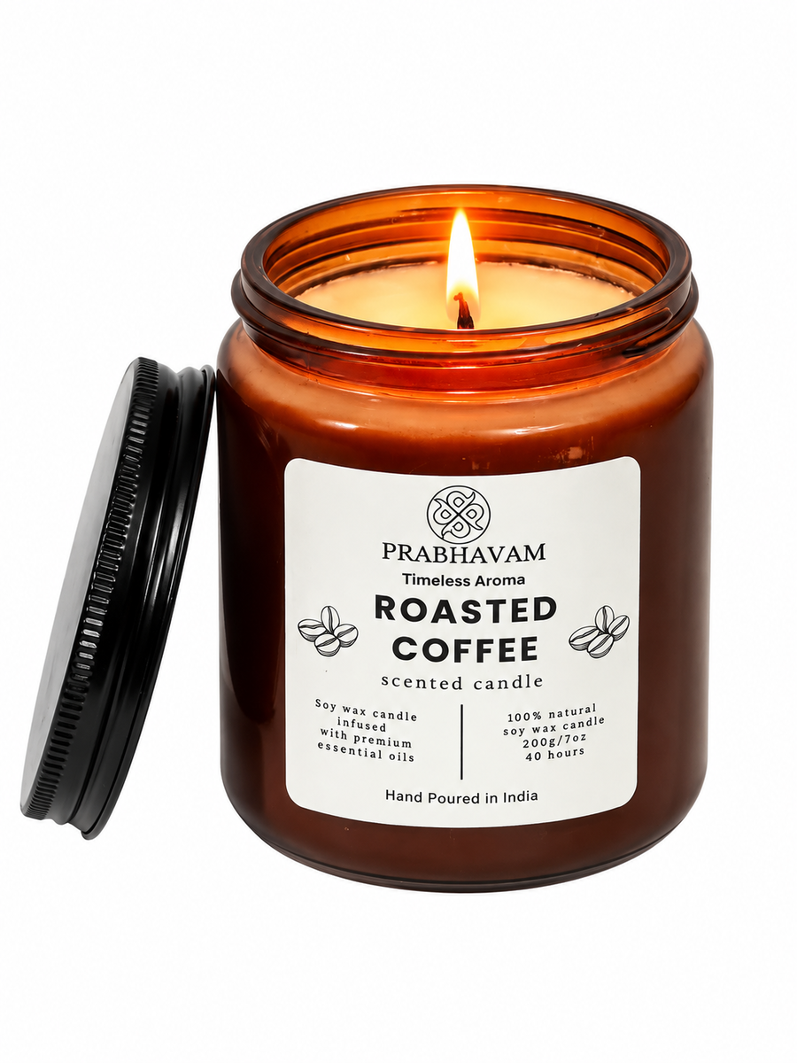 Amber Jar Soy Wax Candles (200g each) | Roasted Coffee | Clean Long Burn with Natural Cotton Wicks thumbnail