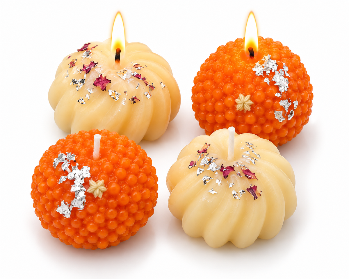 Festive Scented Candles | Pack of 4 | Sweet Shaped Candles | 2 Laddoo Candles | 2 Modak Candles thumbnail