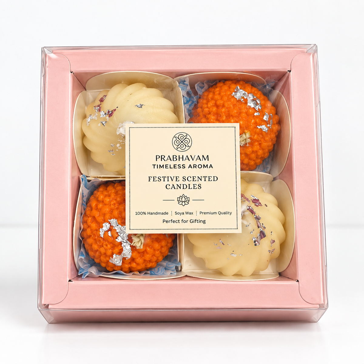 Festive Scented Candles | Pack of 4 | Sweet Shaped Candles | 2 Laddoo Candles | 2 Modak Candles thumbnail